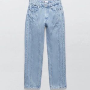 Zara Seam Straight Leg Light Denim Jeans